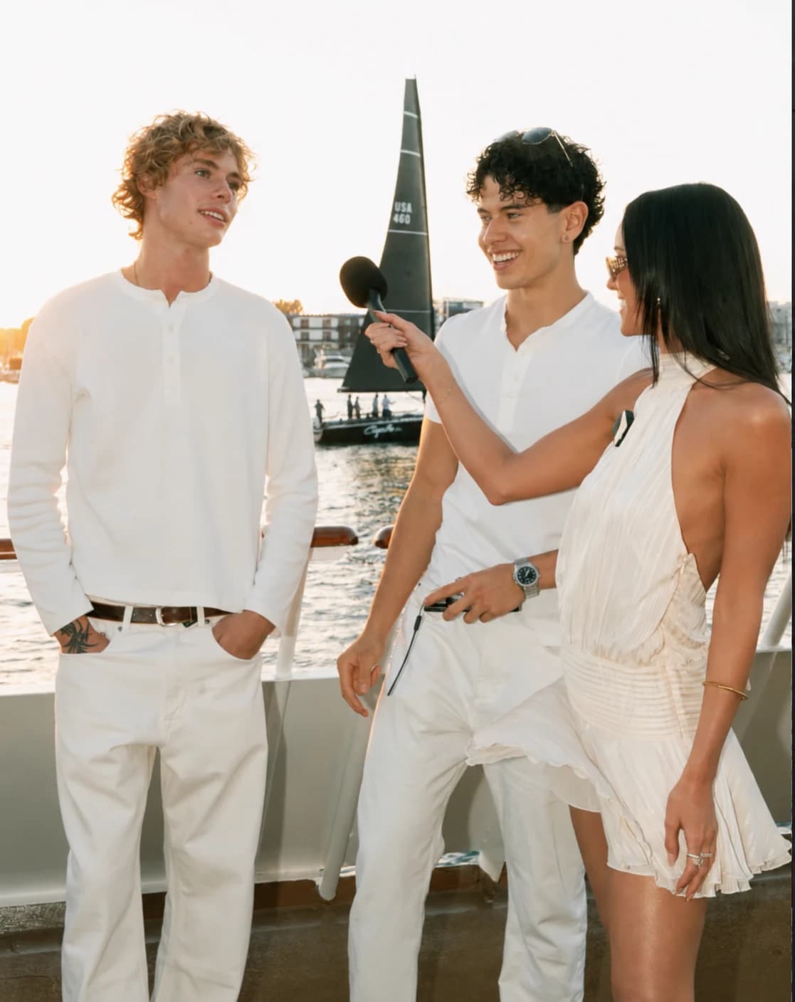 Guests interviewed on deck during a SEA//SIDE Series sailing